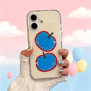 Blue phone case, mobile phone protective cover, simple Apple-printed phone case