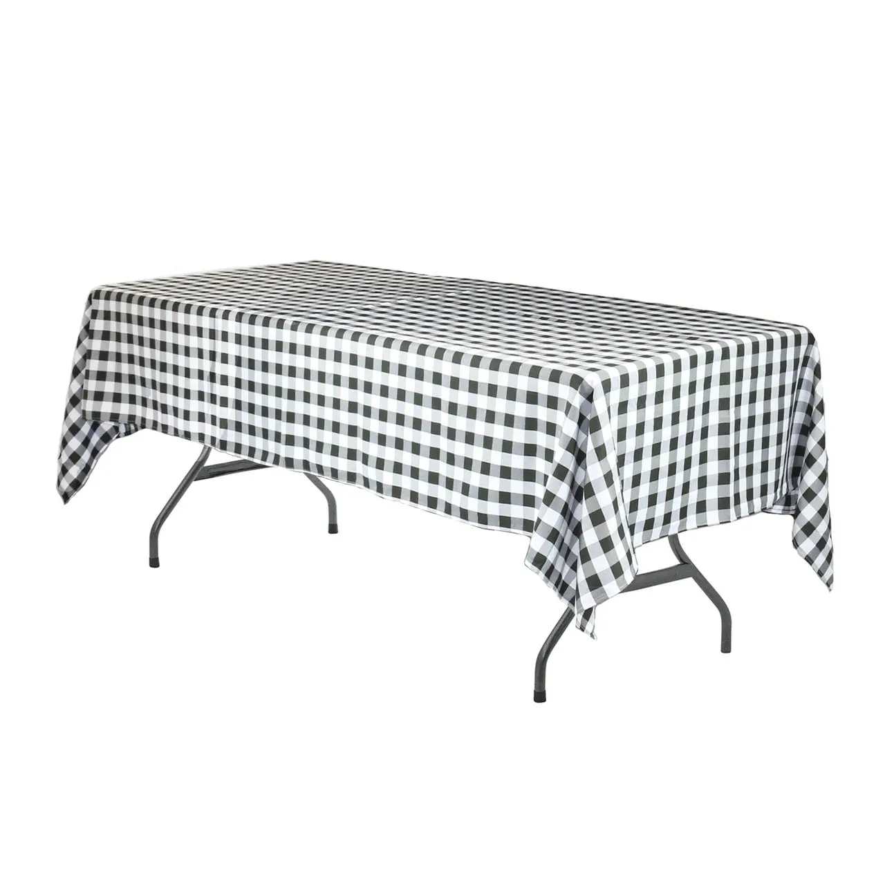 60 x 102 inch Polyester Rectangular Tablecloth Checkered Black