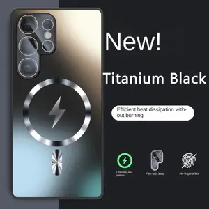 Ultra-thin AG Matte Magnetic For Magsafe Case For Samsung Galaxy S25 S24 S23 Ultra Plus Glass Lens Protector Shockproof Cover