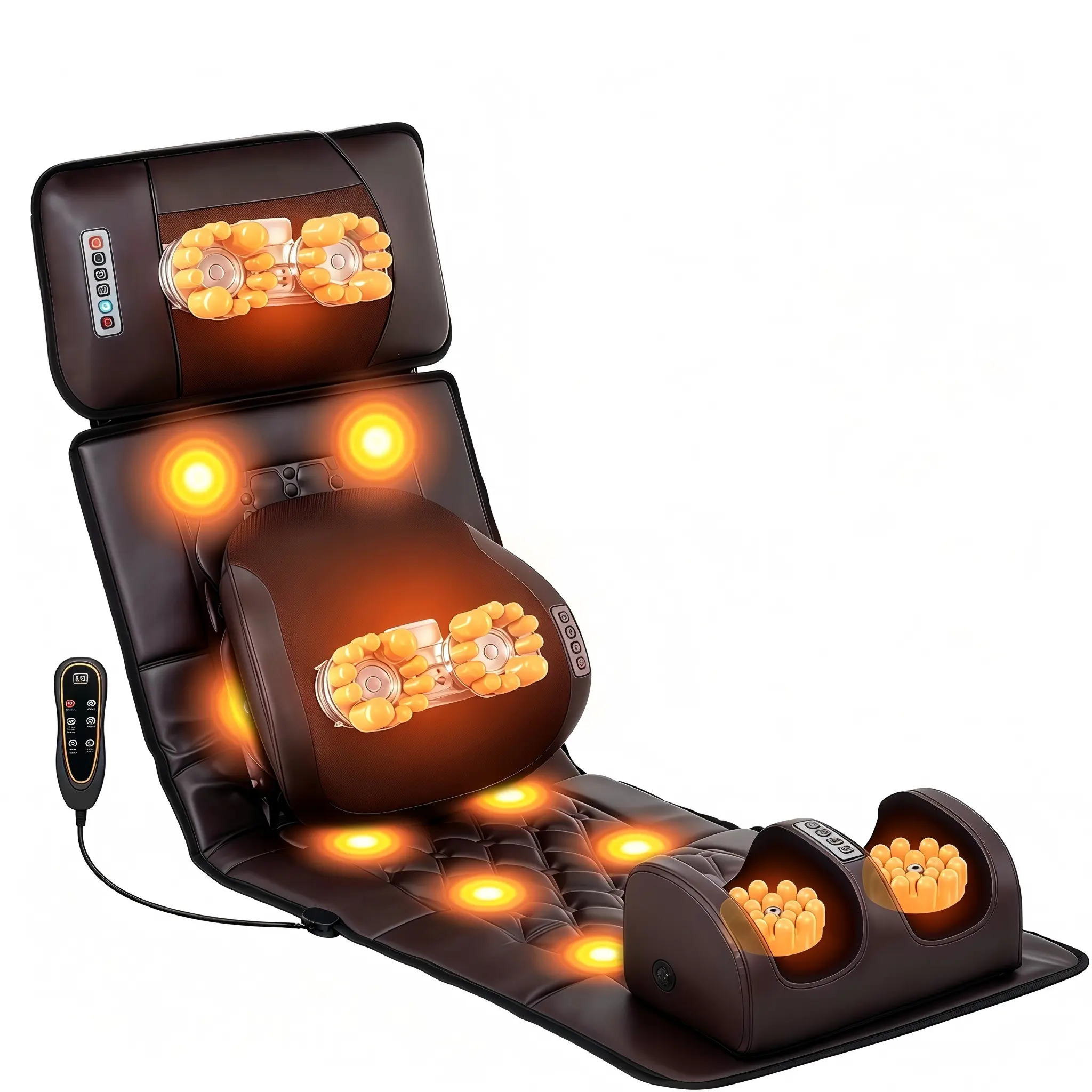 Full Body Massage Mat with Movable Neck & Back Massager with Heat, 10 Vibration Heads, 9 Speeds & 3 Heat Levels, Heated Massage Chair Pad, Electric Back Massagers, Back Massagers Gifts for Mom Dad Women for Home Office Use