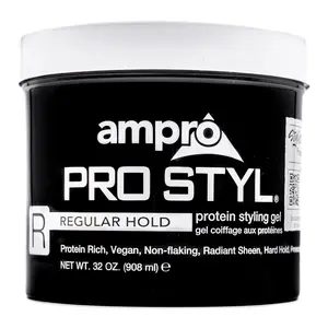 Ampro Pro Styl Olive Oil Styling Gel Regular 32 oz Protein Rich Vegan Non Flaking Hair Gel for All Textures