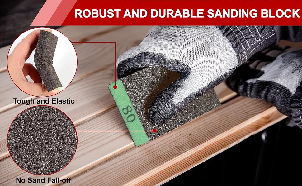 8 Pack Sanding Sponge, Washable and Reusable Sanding Blocks for Drywall Wood Metal Furniture, 60/80/120/220 Grit Sandpaper Block Assortment