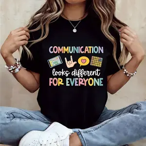 "Communication Looks Different" Graphic Tee - Speech Therapy Awareness T-Shirt, Trendy SLP Short Sleeve Top, Soft Breathable Inclusive Statement Shirt, Unique Teacher & Therapist Gift Idea