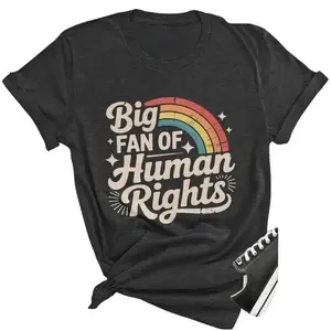 Big Fan of Human Rights Shirt, Retro Rainbow Tshirt, Radicalized by Basic Decency Tee, Everyone Welcome Gift For Liberal Anti Populism Gifts