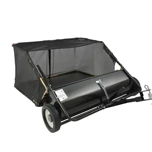 Tow Behind Lawn Sweeper, 50 In Pull Behind Lawn Sweeper, 26 Cu. Ft Large Capacity Leaf & Grass Collector, Heavy Duty Garden Sweeper With Adjustable Sweeping Height For Yard, Lawn, Farm