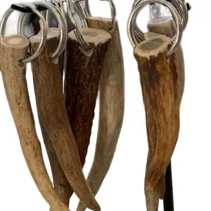 Antler Keychain - Natural Antler Design with Ring and Loop Attachment