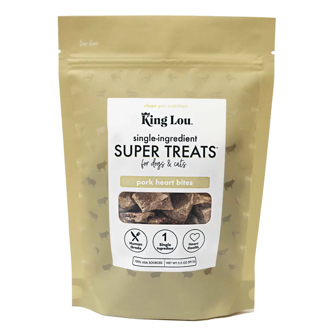 King Lou Pork Heart Bites Treats, Soft Single-Ingredient Treat for Dogs & Cats - Natural Taurine, Supports Heart Health Pet Supplies Chews