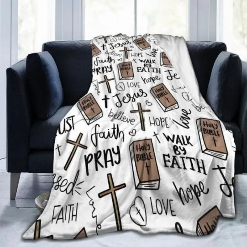 Super Soft Christian Bible Jesus Throw Blanket  Soft Funny Throw Blanket Cozy Lightweight Plush Portable Cover Blanket For Sofa,Warm Gift For Birthday,Christmas,Multiple Blankets