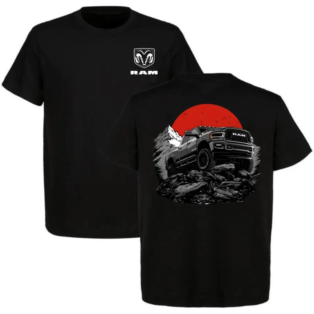 TikTok Shop Deals| Ram Heavy Duty Tough Work Truck Graphic Tee-Off-Road Truck Adventure Graphic Tee – RAM Inspired Pickup Sunset Mountain Streetwear T Shirt, Heavy Duty 4x4 Outdoor Vintage Style Viral Summer Tee yell clothing Crewneck Tshirt