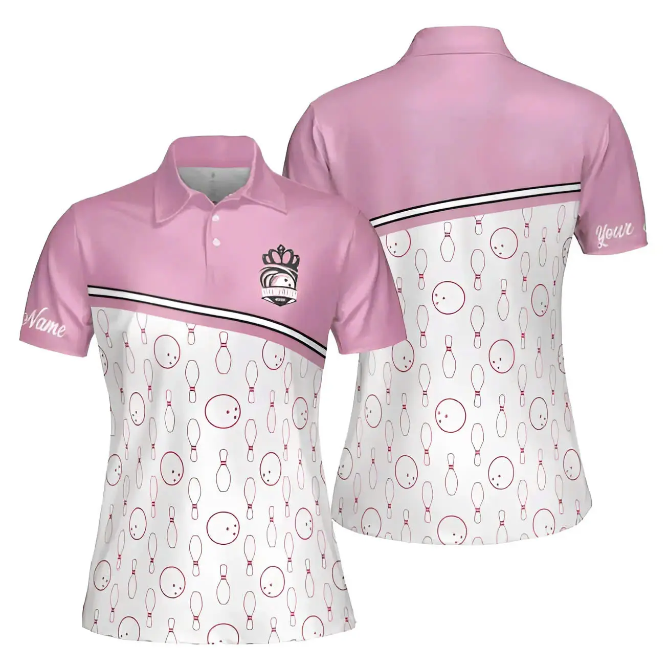 Women's 3D Printed Bowling Polo Shirt – Elegant & Stand Out on the Bowling Lane!
