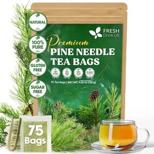 FreshDrinkUS, Pine Needle Tea Bags – 75 Tea Bags, Naturally Caffeine-Free, Refreshing Herbal Tea, Wild-Harvested Pine Leaves, Aromatic and Soothing – Non-GMO & Eco-Friendly Packaging