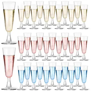 Disposable champagne glasses 5OZ plastic detachable birthday wedding party transparent goblets