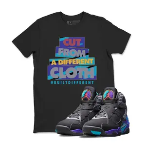 Jordan 8 Aqua Black T Shirt Match CLOTH , Sneaker Label Matching Shirt, To Retro 8s