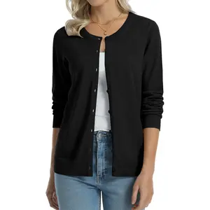 QUALFORT Women’s Spring Lightweight 100% Cotton Cardigan Long Sleeve Button Down Sweater