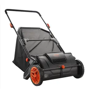 VEVOR Push Lawn Sweeper 21-inch Leaf & Grass Collector with Strong Rubber Wheels Heavy Duty Thickened Steel Durable 3.5 cu ft Mesh Collection Hopper Bag 2 Spinning Brushes