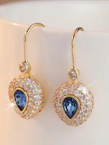 Elegant and Noble Style, Blue and Blues Synthetic Zircon Encircled Earhook for Ladies, Exquisite Atmosphere, Party, Banquet, Date Style, Dazzling Versatile Accessories, Teardrop Earrings