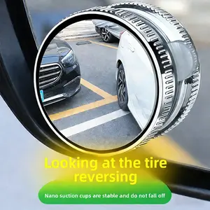 Car Rearview Blind Spot Mirror Vacuum Suction Cup 360 Degree Auxiliary Mirror Small Round Mirror HD Reflective Post-Mirror Car Accessories