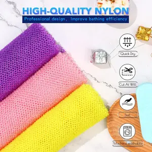 3 Pieces African Bath Sponge African Net Long Net Bath Sponge Exfoliating Shower Body Scrubber Back Scrubber Skin Smoother,Great for Daily Use (Pink,Yellow,Purple) Accessories Light