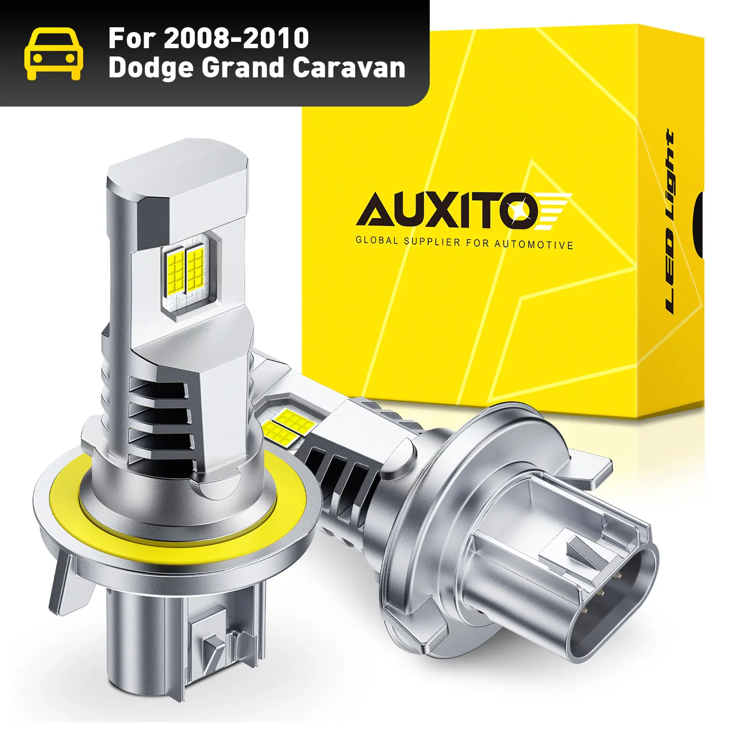 AUXITO 2008-2010 Dodge Grand Caravan -H13/9008 High & Low Beam LED Headlight Bulbs,120W 40000LM 6500K Cool White,60,000Hrs Long Service Life,No error,CANBUS Ready,No Flickering, Plug and Play