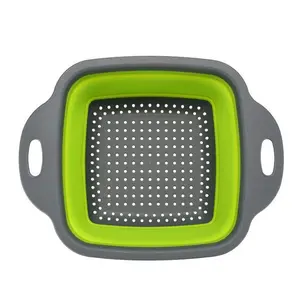 Silicone Folding Drain Basket Fruit Vegetable Washing Basket Foldable Strainer Collapsible Drainer Kitchen Storage Tool