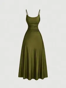 JADEE Waist Ruched Swing Slip Dress,Summer Dresses For Women,Tea Party Dress