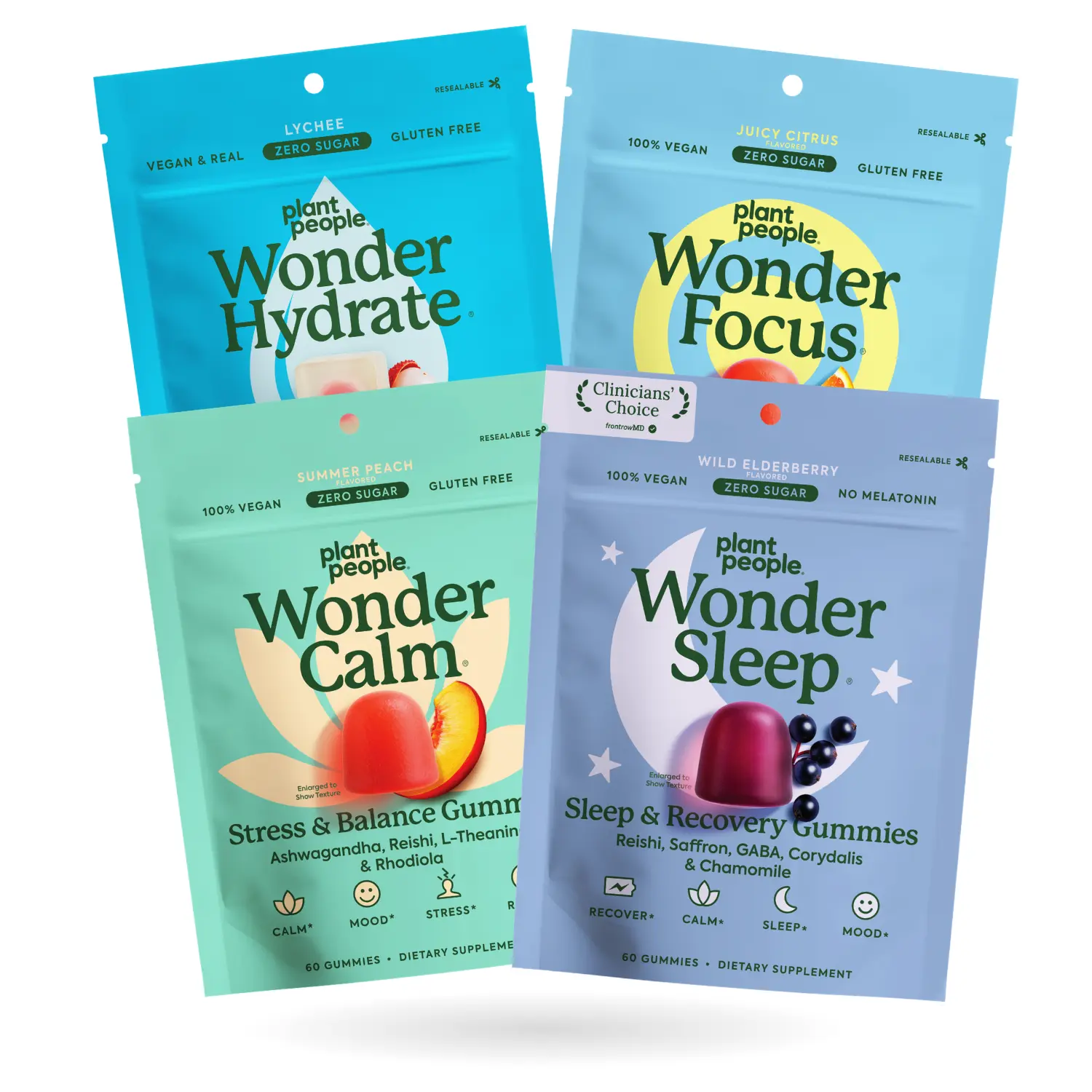 Best Sellers Bundle - Wonder Sleep, Wonder Hydrate, Wonder Focus & Wonder Calm, Sleep Support, Electrolytes, Focus, Stress and Calm Gummies