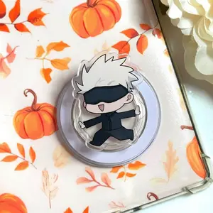Cute Chibi Gojo Acrylic Magnetic Phone Grip, Aesthetic Japan Anime Magsafe Phone Holder Adjustable, Durable Pop Socket Phone Accessories