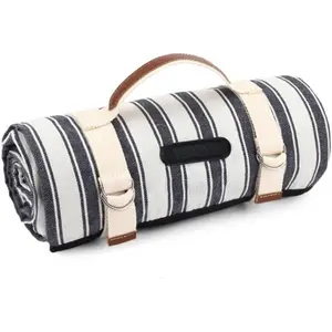 Picnic Blanket Portable with Carry Strap for Beach Mat or Family Outdoor Campin Party (Berry Blue)