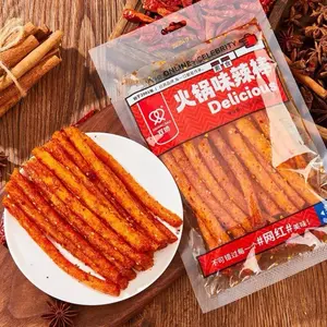 Spicy Strips - Spicy Gluten Latiao, Chinese Special Casual Snack Food, Made From Wheat/Chili/Spice, Low Sugar and Low Calories, Vegan, 102g (of 3)