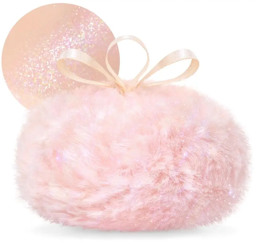 Noerrors Body Glitter Powder Puff Body Shimmer Powder Plush Peach Ball Loose Highlighter Patting High Gloss Shine Bright Illuminator Glossy Diamond Glow Sparkle Makeup for Body Face Hair
