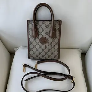 Pre-owned GUCCI Authentic Retro Mini Tote Bag GG Supreme Canvas Leather Shoulder Bag/WJJJ04308600