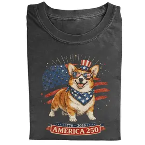 Funny Corgi America 250 Patriotic Comfort Colors T-shirt, Retro 1776 2026 Semiquincentennial Graphic Tee, Unisex Fit Design, Casual Streetwear, Gift for Dog Lovers