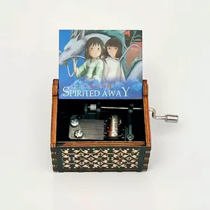 Wooden Hand Crank Haku Music Box decorating room decor desk accessory music box hand crank Vintage Laser