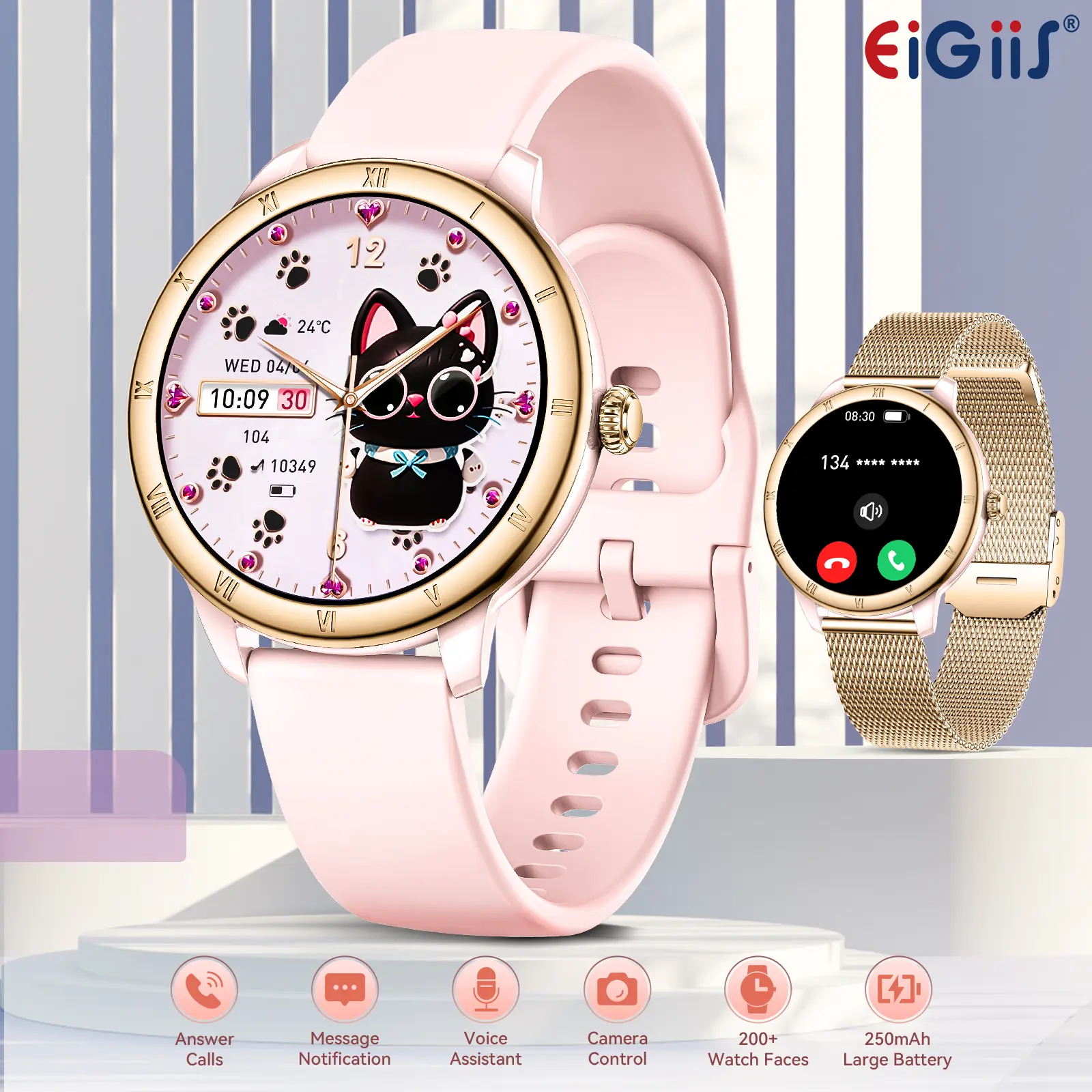 Fashionable Smart Watch for Women (Answer/Make Calls), Elegant 1.27'' HD Screen Waterproof Smartwatch with DIY Dial, Music Player & Camera Control, 100+ Sports Modes Fitness Activity Tracker, Gifts for Wife Mom Girlfriend
