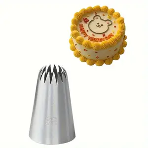 1pc Stainless Steel 6B Piping Tip, Professional Food-Grade Icing Nozzle for Pastry DIY, Cupcake Buttercream Frosting Decor Tool, Pastry Decorating Tools, Nozzles Tips