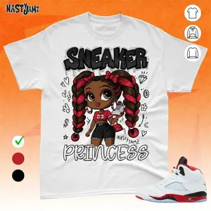 Unisex T-shirt To Match Sneakers Jordan 5 Fire Red - Princess. 100% Cotton for Casual Wear. Comfortable Summer Unisex T-Shirt to match Jordan Sneaker. Streetwear Style. urban outfitters