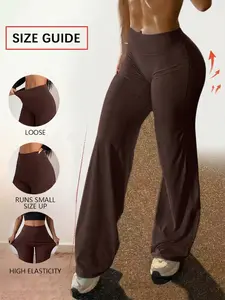 Womens High Waisted Flared Yoga Pants Stretch Slim Fit Workout Leggings Bootcut Gym Pants Soft Sculpting Activewear Casual Lounge Streetwear Coffee Brown Training Fitness Everyday Wear High Waist Stretchy Gym Sportswear Bottoms