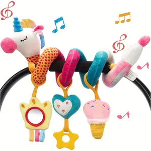 Baby Spiral Plush Toys, Stroller Toy Stretch & Spiral Activity Toy Car Seat Toys, Hanging Rattle Toys for Crib Mobile