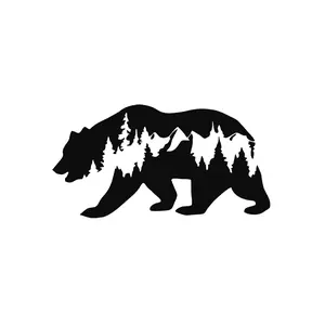 Snow Mountain Bear Car Sticker Premium Waterproof Decal Unique Outdoor Decor Warm Nature Style for Cars SUVs Trucks Laptops