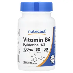 Nutricost Vitamin B6, 100 mg, 30 Capsules
