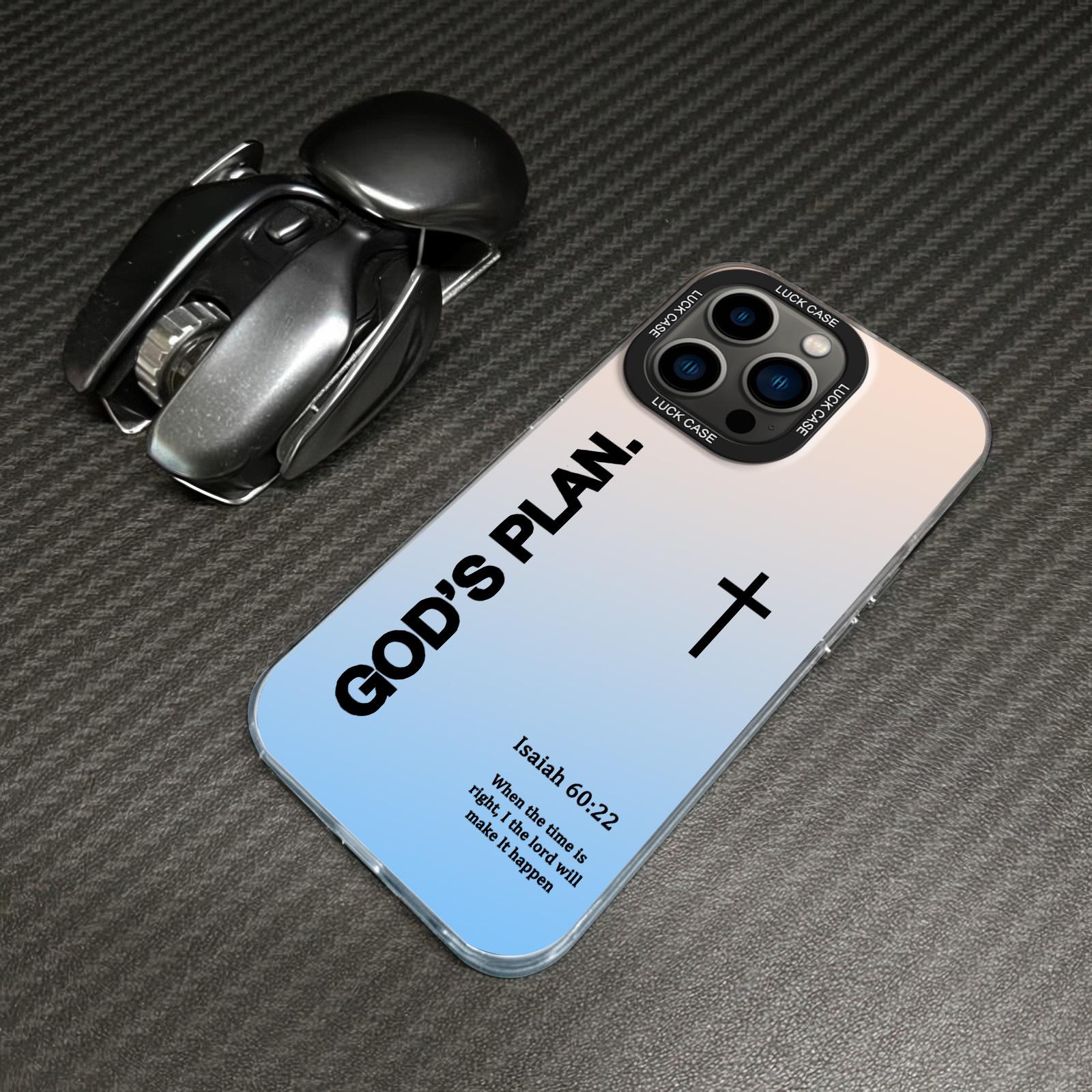 GOD’S PLAN Cross Isaiah for iPhone Samsung Galaxy Case iPhone 17Pro Max Air 16E 15Plus 14 13 12 11 S25 S24 S23 S22 Phone Case, God's Gift, Faith, personality, Gradient, Protective Silicone Cover, Protection Durable, Shockproof Drop.WC60