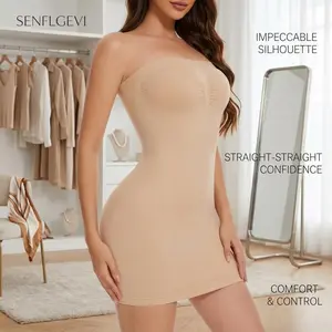 Women's Strapless Shapewear Slip Tummy Control Dress - Seamless Full Body Shaper for Under Dresses, Slimming Smoothing Comfortable Invisible Undergarment Perfect for Formal Wear Evening Gowns