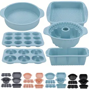 6 PCS  Silicone Baking Pans Set Food Grade Non Stick Oven Safe Reusable Mold for Cake Bread Pizza Baking Tools for Home Kitchen Party