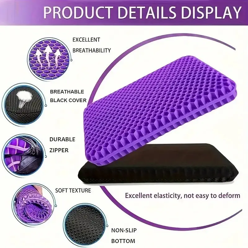 Multi-Size Summer Cool Honeycomb Gel Car Seat Cushion, Office Long-Sitting Silicone Breathable Sofa Pad, Anti-Pain Chair Mat, Supportive Seat Pad