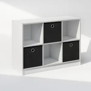 CUBIC Closet Organizers and Storage, 6-Cube Closet Organizer with Bins, Open Shelf Closet Storage, for Wardrobe, Bedroom, Living Room, White/Black