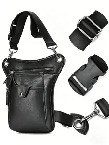 Men's Vintage Leather Thigh Bag, Multi-Pocket Crossbody Sling Bag with Adjustable Strap, Casual Waist Leg Bag for Travel, Hiking & Daily Use