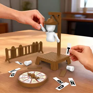 Night Glow Western Cowboy Word Guessing Game, Detachable Dolls, Letter Cards, Gallows Props, Fun Night Party Board Game, Hangman Board Game, Party Table Game for 6+