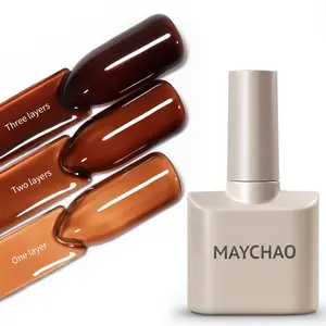 15ML Transparent Hot Cocoa Amber Gel Polish 1Pc Soak Off UV LED Translucent Nail Polish Nail Art Starter Manicure Salon DIY at Home, 0.5 OZ, Jelly Sheer Tortoise Gel Nail Polish