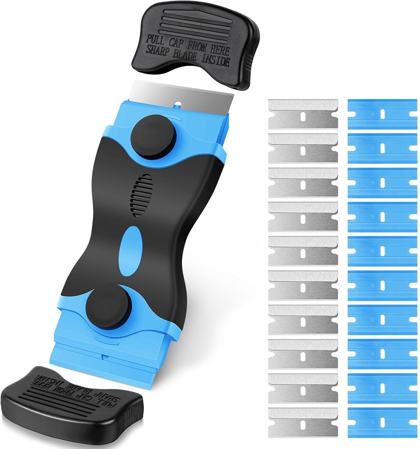 Pink Razor Blade Scraper Tool, 2-in-1 Glass Cooktop Scraper for Stove Top, Oven Door and Glass, Cleaning Razor Scraper with 10 Plastic and 10 Metal Blades