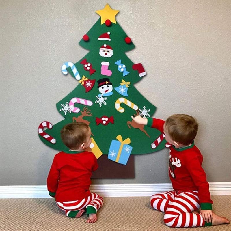 Felt Artificial Christmas Tree Set - Christmas Decorations 2025 with 26 Detachable Ornaments & LED Lights | DIY Wall Hanging Kit for Kids, Home Party Gift Felt Artificial Christmas Tree Set - Christmas Decorations 2025 with 26 Detachable Ornaments & LED Lights | DIY Wall Hanging Kit for Kids, Home Party Gift